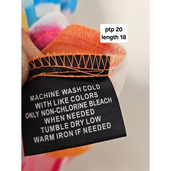 Y2k Rainbow Sheer Rainbow Striped Blouse Sz L Cropped Tie Front Festival NWT - Picture 4 of 4